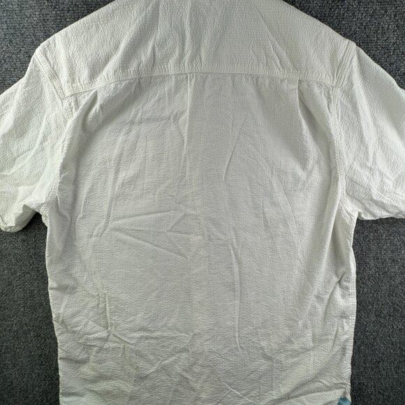 Tommy Bahama Large White Short Sleeve Button Up Shirt Textured Cotton Blend - Picture 11 of 12